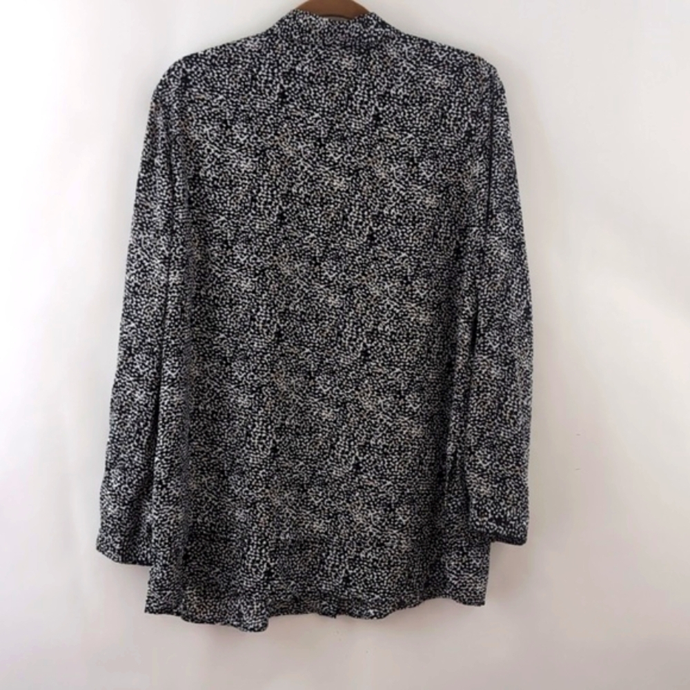 Chico's Size 2 Large 12 Black & White Oversized Button Down Shirt Long Sleeve - Picture 12 of 13